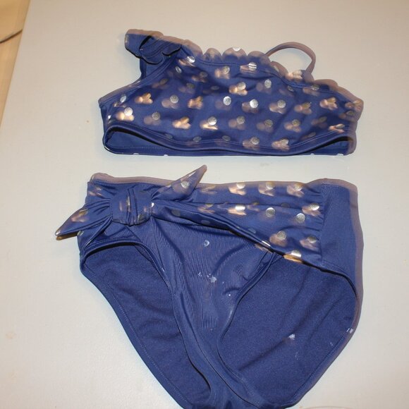 Blue & Silver 2 Pcs Justice Bikini Swimsuit Size 14 - Picture 2 of 11